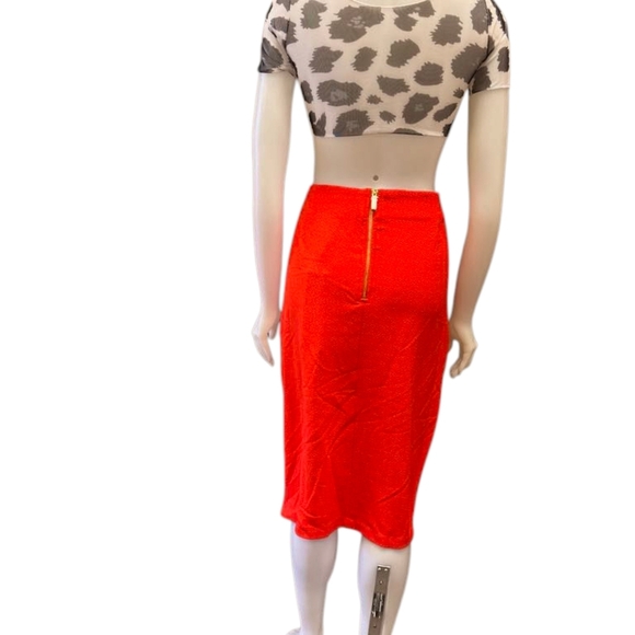 Kardashian Kollection NWT Basic Crepe Pencil Skirt Vintage Orange Size XL - Picture 4 of 8